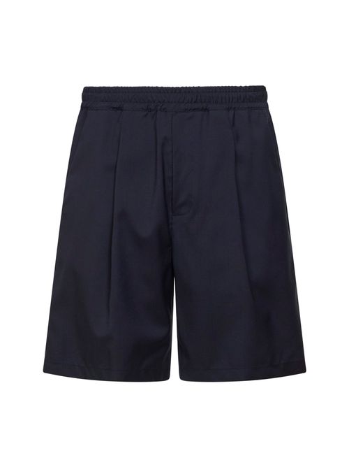 Virgin Wool Blend Bermuda Shorts — Navy