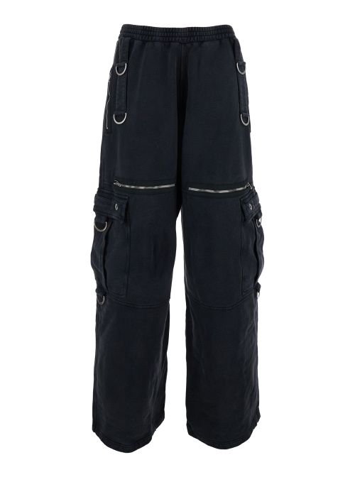 Multi-Pocket Cotton Cargo Pants — Black
