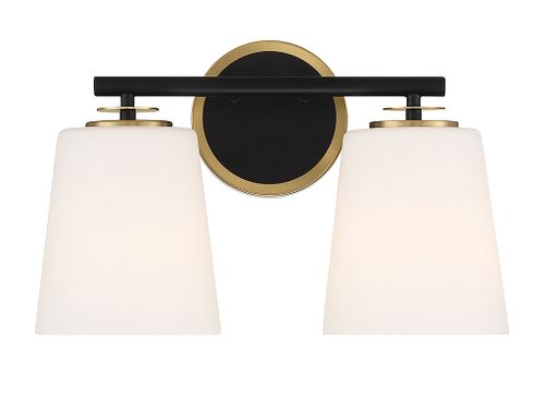 Trade Winds Nell 2-Light Bathroom Vanity Light in Matte Black and Natural Bra