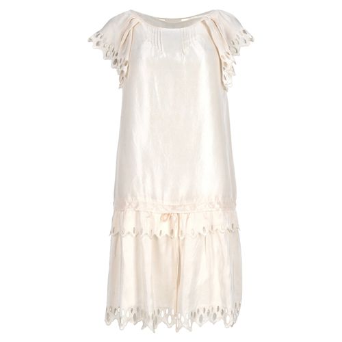 Cutout-Detailed Mini Dress in Ivory Silk