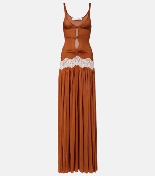 Cutout lace-trimmed gown
