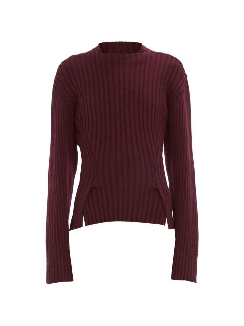 Ribbed Wool-Cashmere Sweater — Burgundy