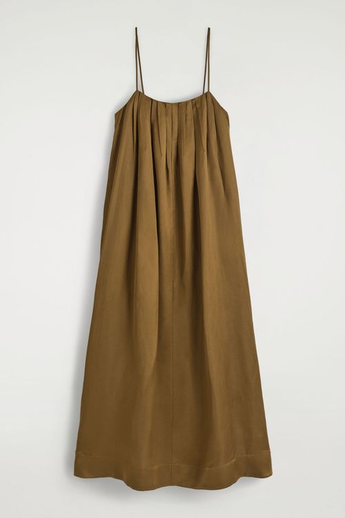 PLEATED FLUID MAXI DRESS