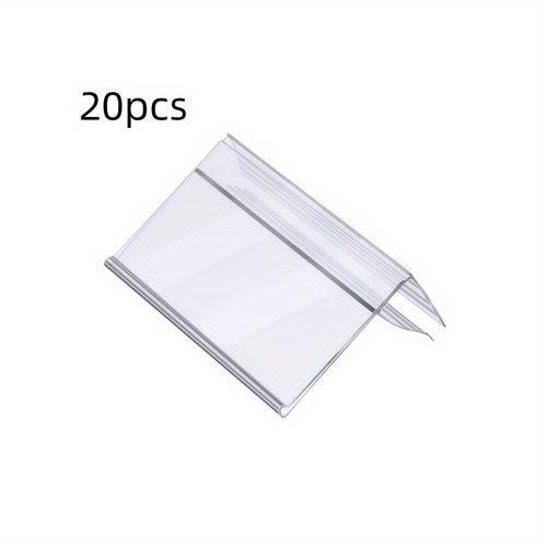 TEMU 20-pack Pvc Pricemarker Label Holders For Shelves, Clip-on Sign Tags For Bookstores, Supermarkets, And Retail Display