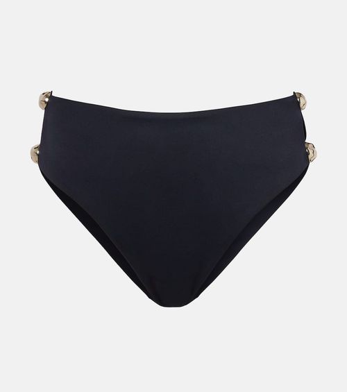 Embellished high-rise bikini bottoms