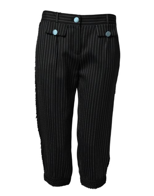 Striped Wool Trousers — Black