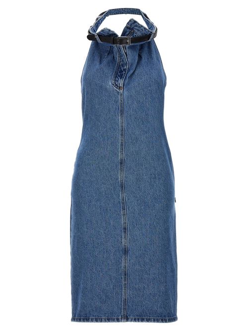 -Belt Halter Neck Abiti Blu-Donna