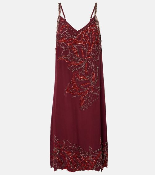 Beaded silk slip dress