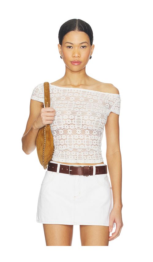 Abrand Little Miss Lace Tee in White. L. Also in M, S