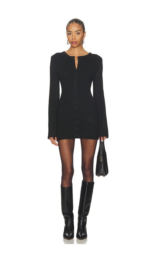 SNDYS August Fluffy Mini Dress in Black. L. Also in S, XXS