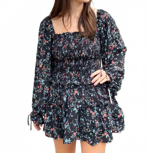 Caroline Smocked Top In Black