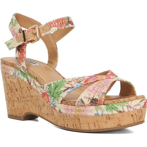 Dune London Womens Ladies Kelulu - Cork Wedge Sandals - Multicolour Fabric