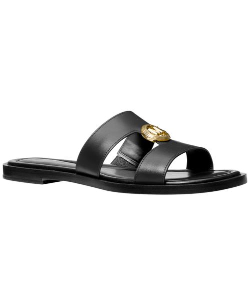 Women's Erin Flat Sandals - Black Leather