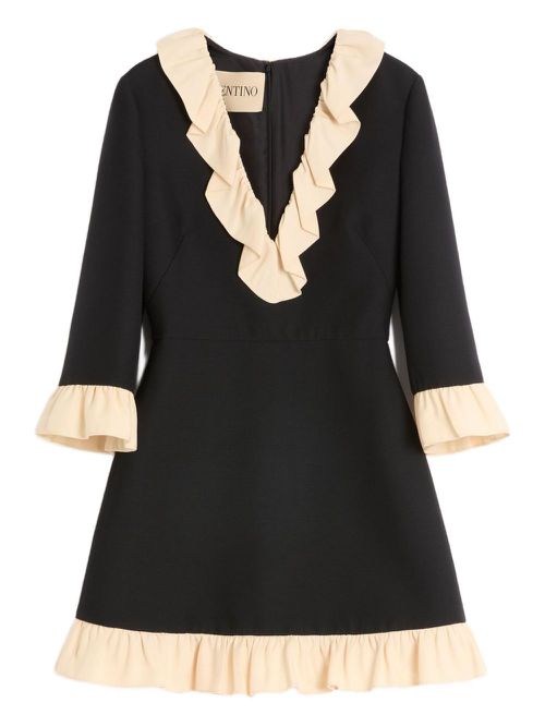 Ruffle-trim mini dress - Black