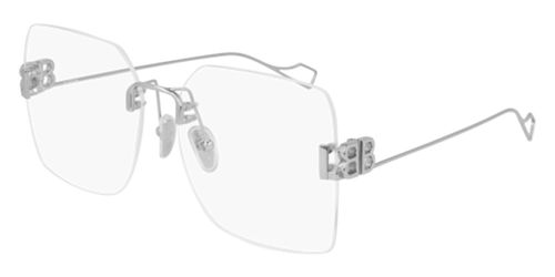 Balenciaga BB0113O Asian Fit 002 Women's Eyeglasses Silver 60 - Blue Light Block Available