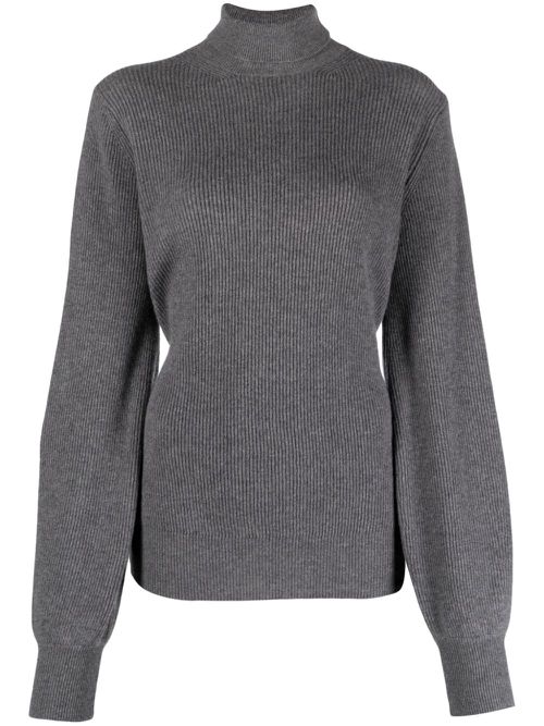 Roll-neck ribbed cashmere jumper - Grey