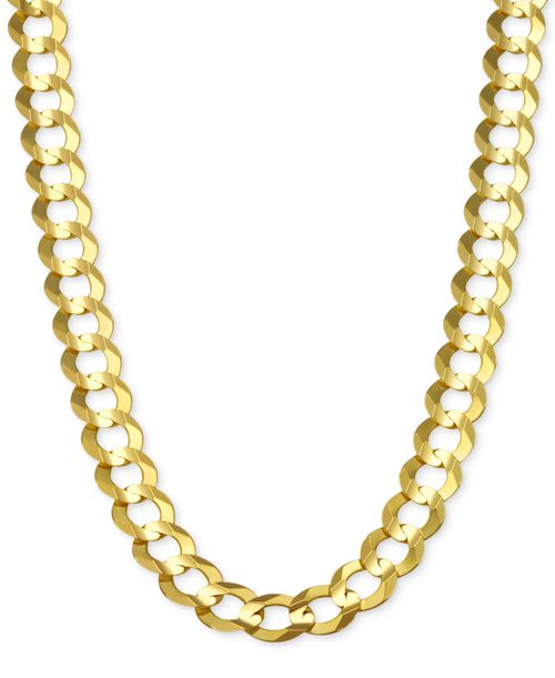 "22"" Open Curb Link Chain Necklace (7mm) in Solid 14k Gold - Gold"