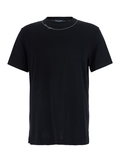 Crew Neck Cotton T-Shirt — Black