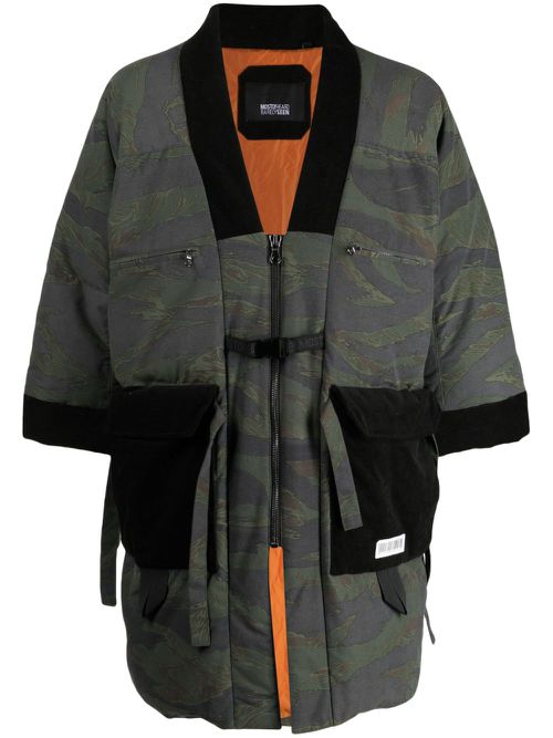 Camouflage-print cotton padded jacket - Green