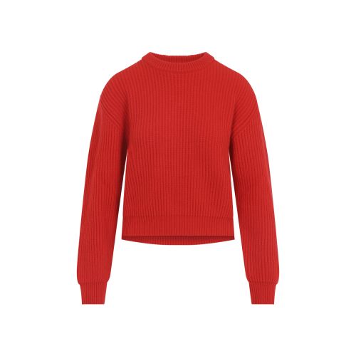 Red Knitted Crew Neck Sweater