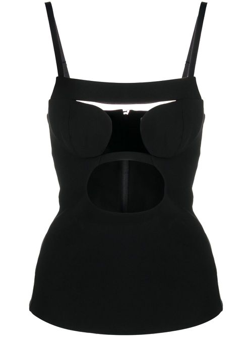 Cut-out detail stretch top - Black