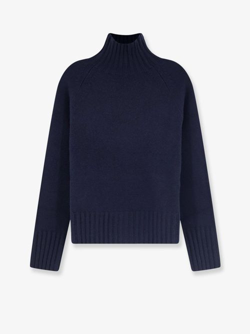 Wool-Cashmere Turtleneck Sweater — Navy