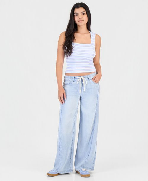 Juniors' Light-Weight Wide-Leg Drawstring Jeans - Kenwyn