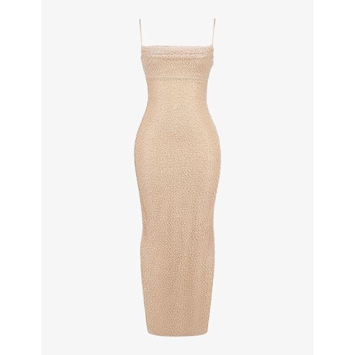 Womens Seapearl Calla Bead-embellished Mesh and Satin Maxi Dress 