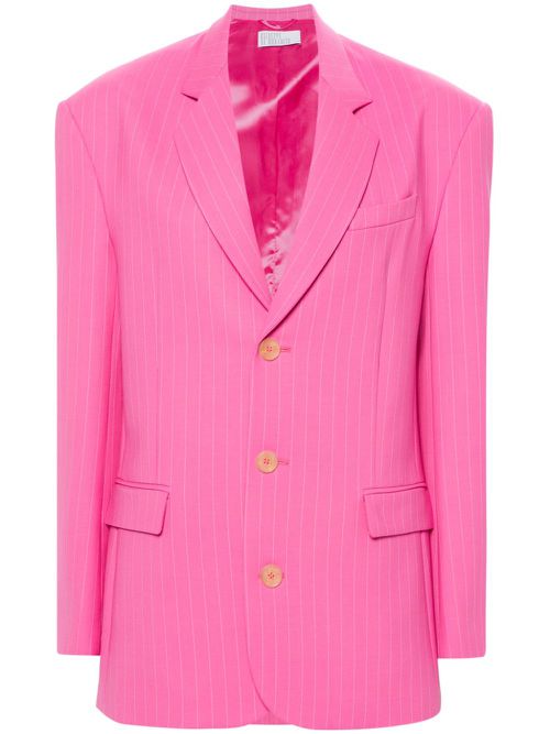 Pinstripe single-breasted blazer - Pink