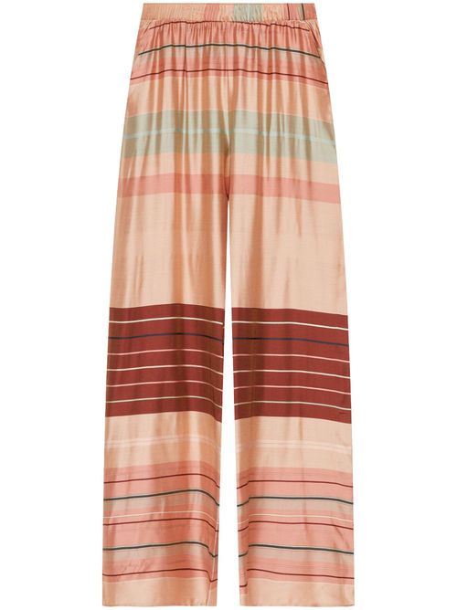 Elasticated-waistband striped pajama pants - Pink