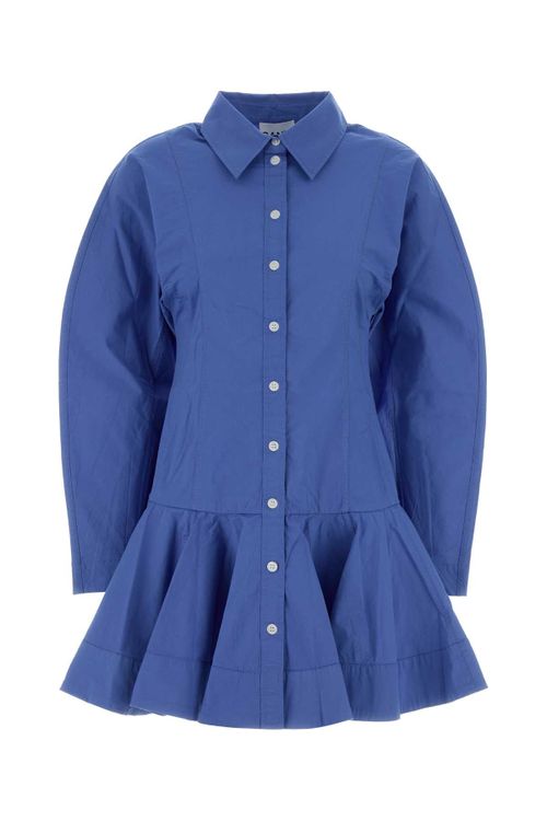 Cotton Shirt Dress — Blue