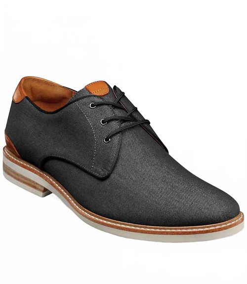 Men's Highland Canvas Plain Toe Oxford Shoes In Black
