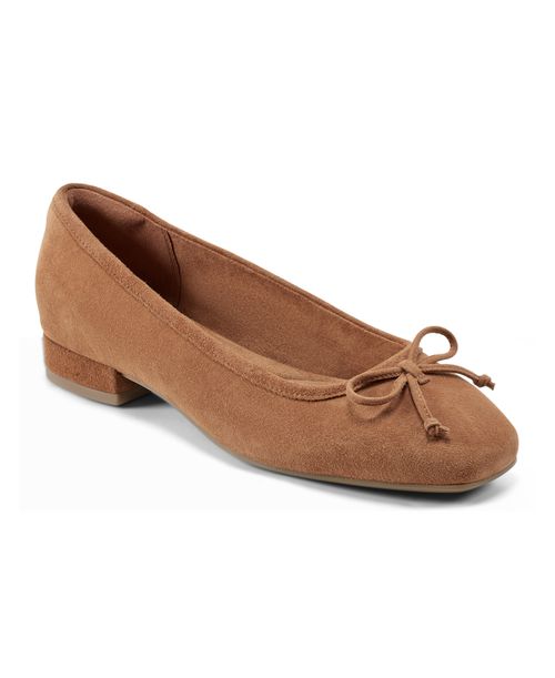 Women's Sadie Square Toe Slip-On Ballet Dress Flats - Medium Natural Suede