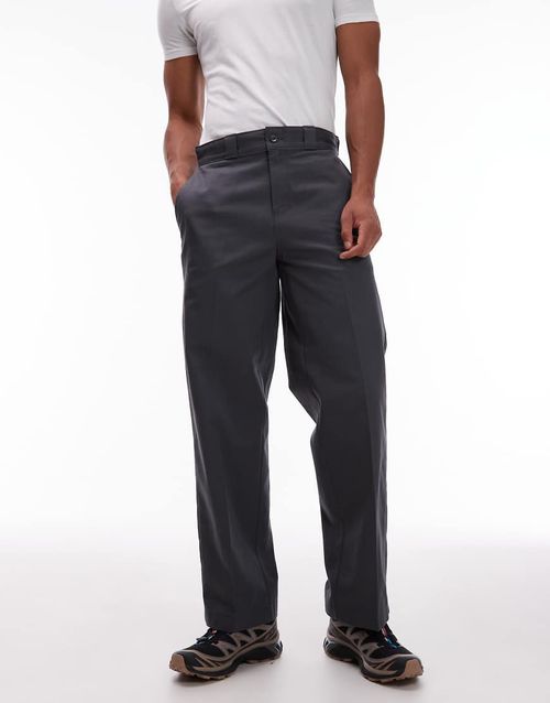247 loose baggy fit work trousers in dark grey