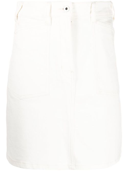 Logo-patch denim miniskirt - White