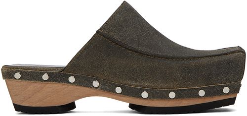 Eckhaus Latta Gray Wood Clogs