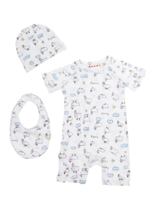 All-Over Print Bodysuit — White