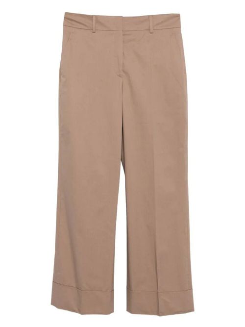Brown Wide Leg Curved Cotton Trouser