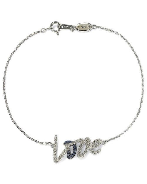 Silver 0.02 ct. tw. Diamond & Sapphire Love Bracelet
