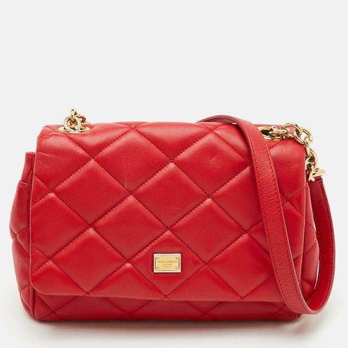 Dolce & Gabbana Miss Kate Small Red Quilted Leather Flap Crossbody Bag