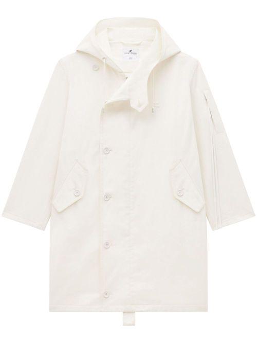 Stretch-cotton hooded parka - Neutrals
