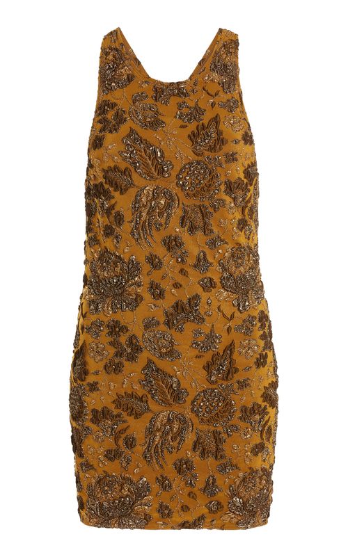 Floral Stretch-Brocade Mini Dress - Moda Operandi