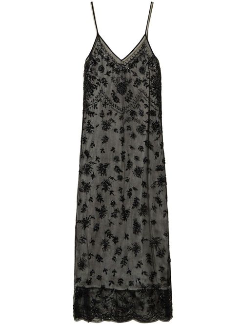 Embroidered-design midi dress - 00006_NERO