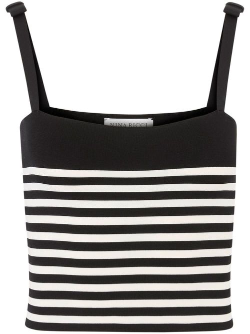 Striped knitted tank top - Black