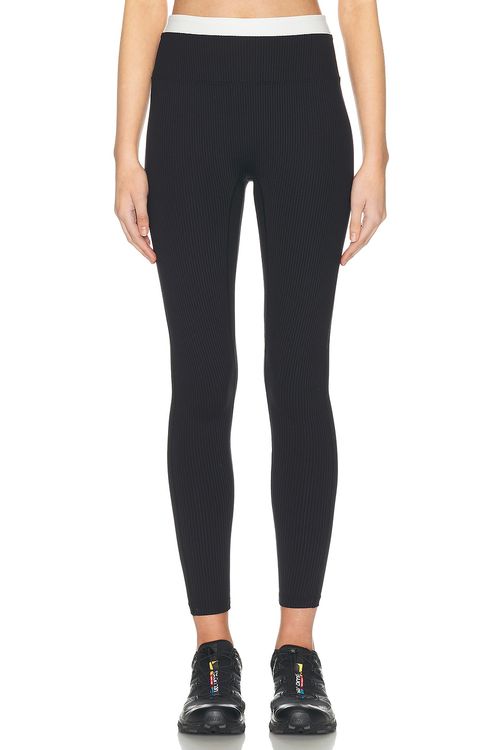 YEAR OF OURS Ribbed Layered Legging in Black & White - Black. L also in M