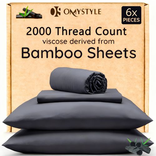 TEMU 4pcs/6pcs Bamboo Cooling Bedding Set - Breathable And Y - Fit For Hot Sleepers And Sweats, Pillowcases, Flat Sheet And Fitted Sheet - A Perfect