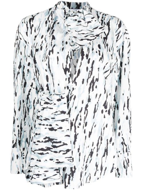Graphic-print cotton blouse - White