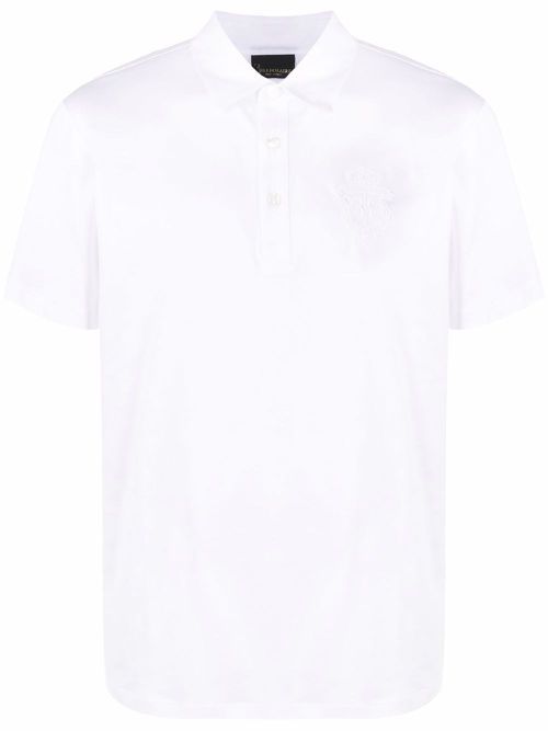 Embroidered-logo cotton polo shirt - White