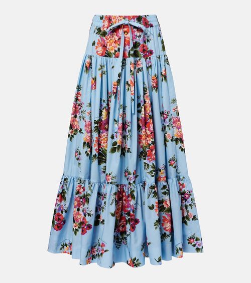 Floral cotton poplin maxi skirt