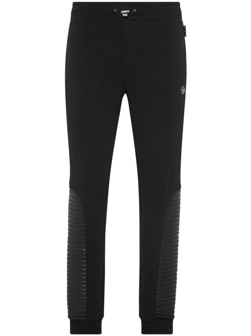 Leather-inserts track pants - Black